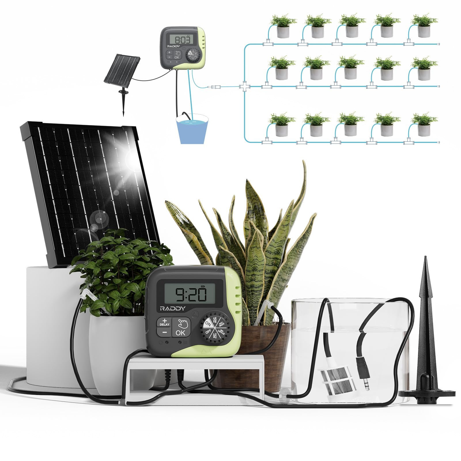 Raddy WS-1 Kit di irrigazione a goccia, sistema di irrigazione automatico (M3R)