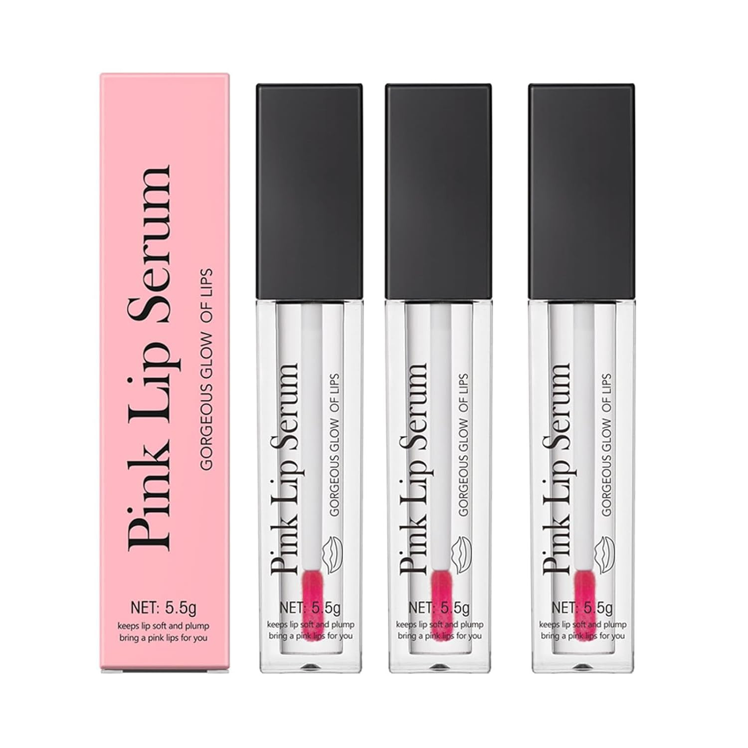 Pink Lip Serum Plumper, Color Changing Lip Gloss, Pink Lip Serum Plump (e6j)