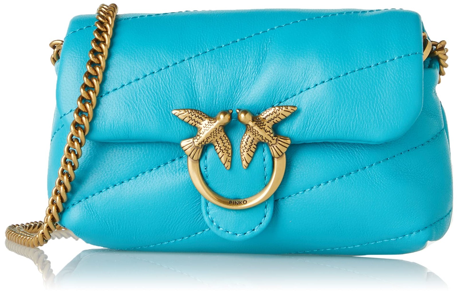 Pinko Love Micro Puff C Sheep Nappa, Borsa Donna, U25Q Turchese-Antique (N3r)