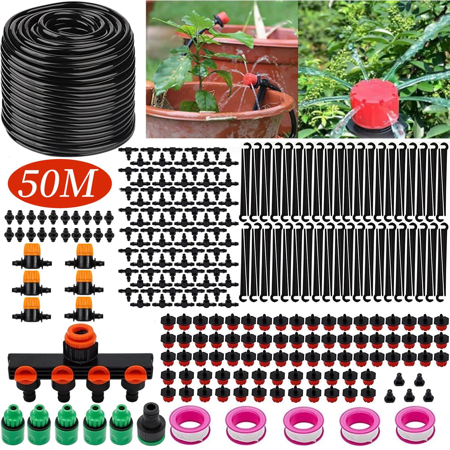 Kit di Irrigazione a Goccia, 285 Pezzi Micro Drip Irrigation Kit (l6A)