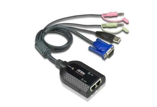 Aten Dual USB - VGA to CAT5e/6 KVM Adapter Cable, Audio & Virtual Media Support