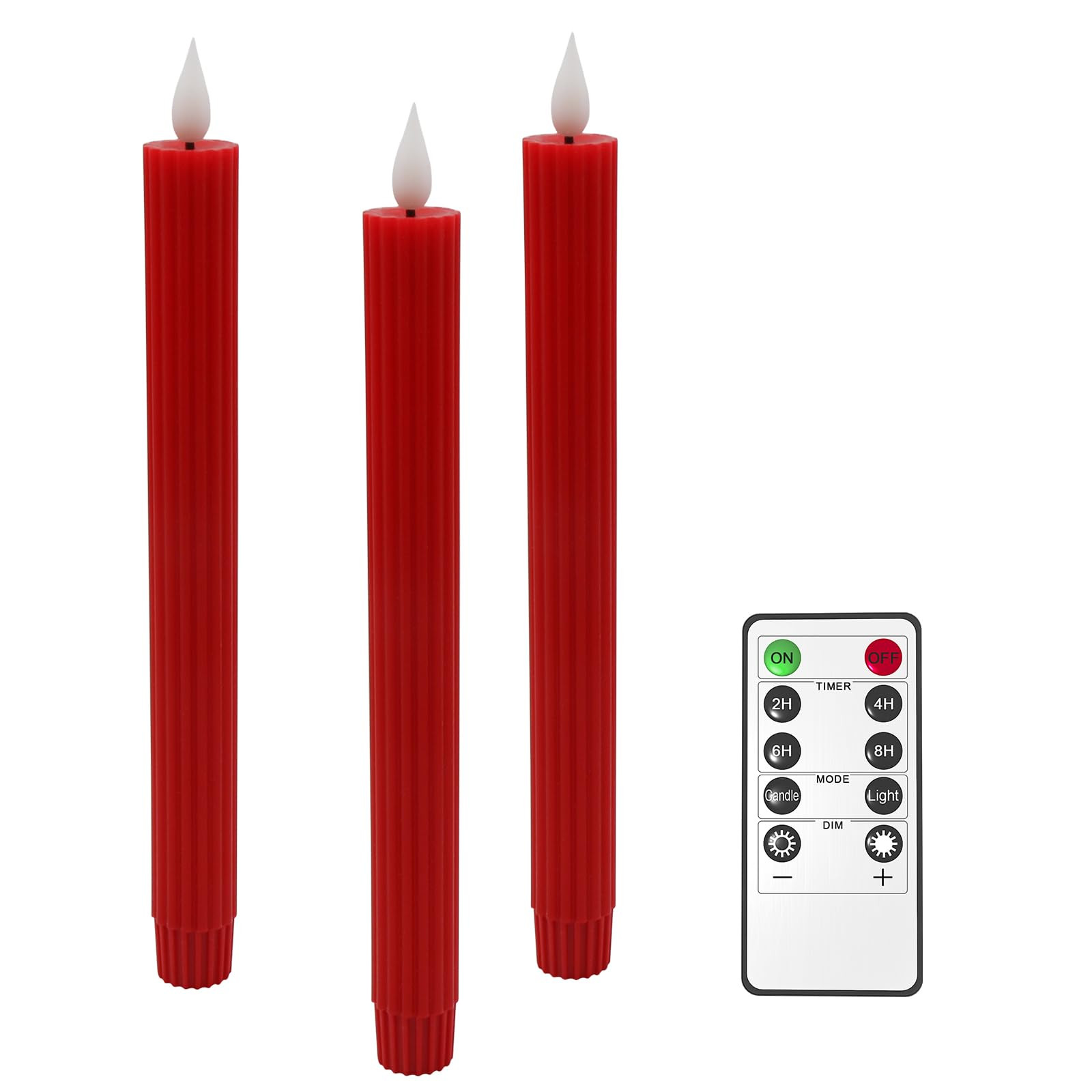 Yme Candele a LED con telecomando e timer, 3 candele rosse a batteria con (A7z)