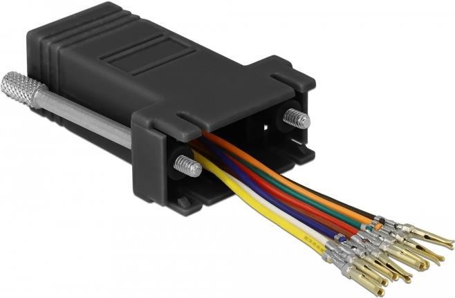 DeLOCK 66165 cable gender changer Sub-D 9 pin Rj-45 Nero, Acciaio inossidabile (