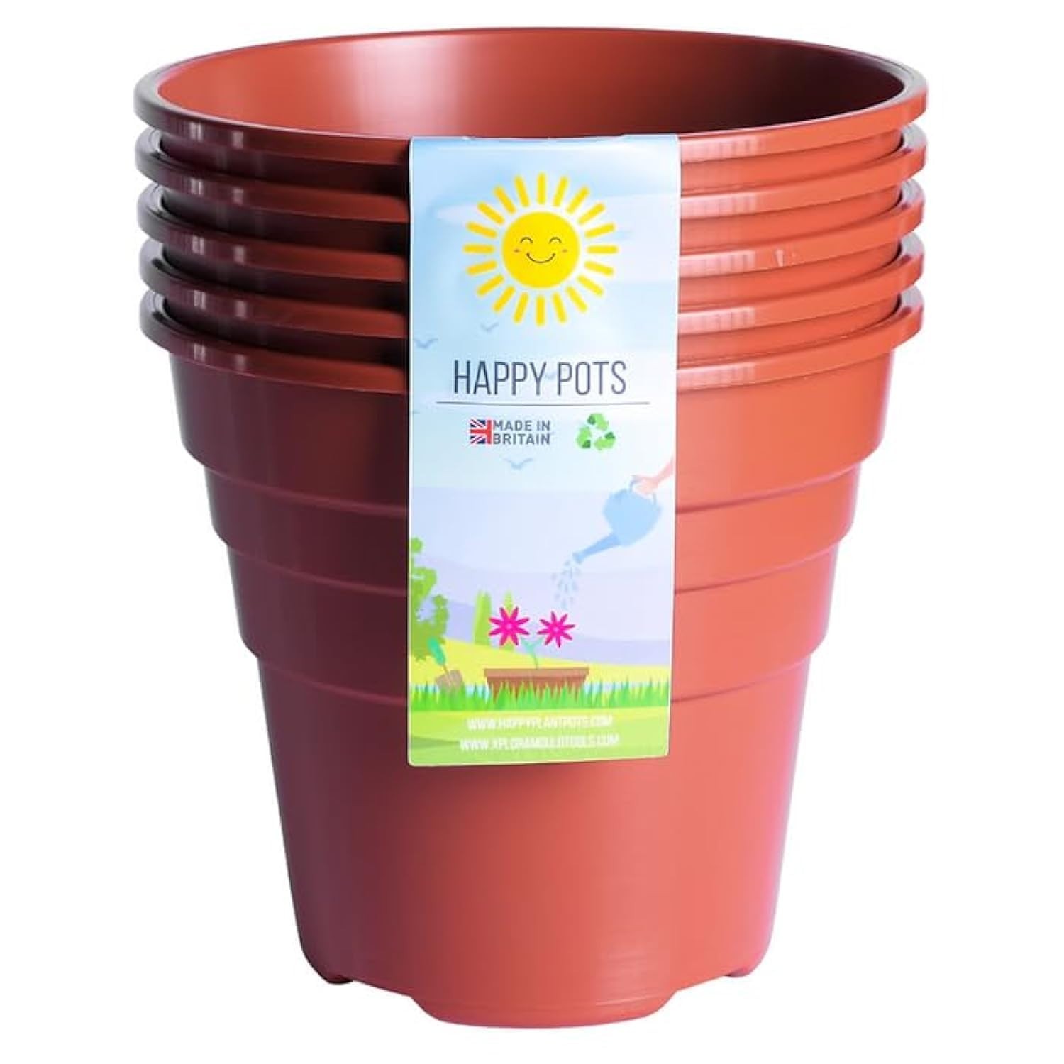 Happy Pots - 15 cm terracotta lucida – Confezione da 5 vasi per piante (Y4i)