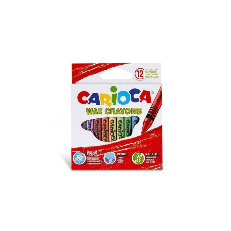 Pastelli a cera Carioca Wax Crayons punta 8 mm - conf. da 24 colori assortiti -