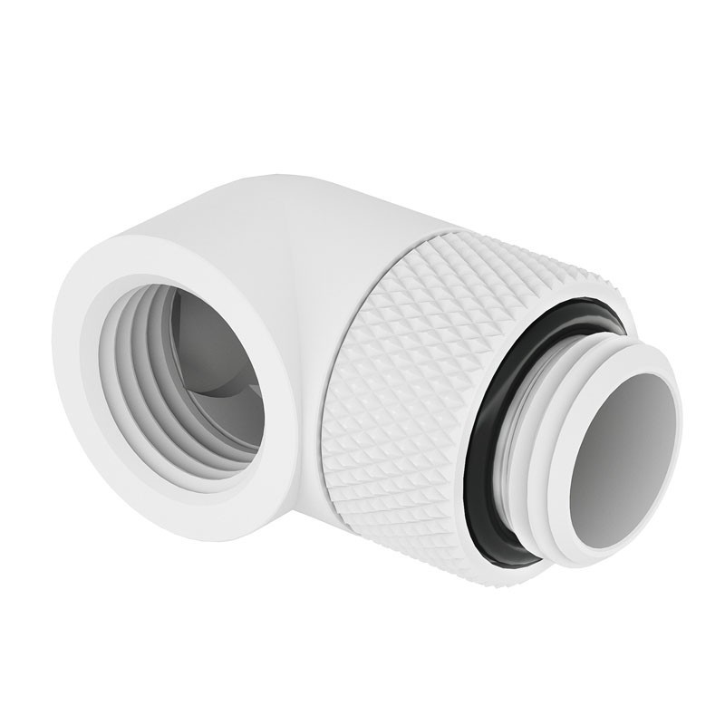 BarrowCH Adapter 90 Grad G1/4 Zoll AG auf IG drehbar white TWT90-V2.5 W
