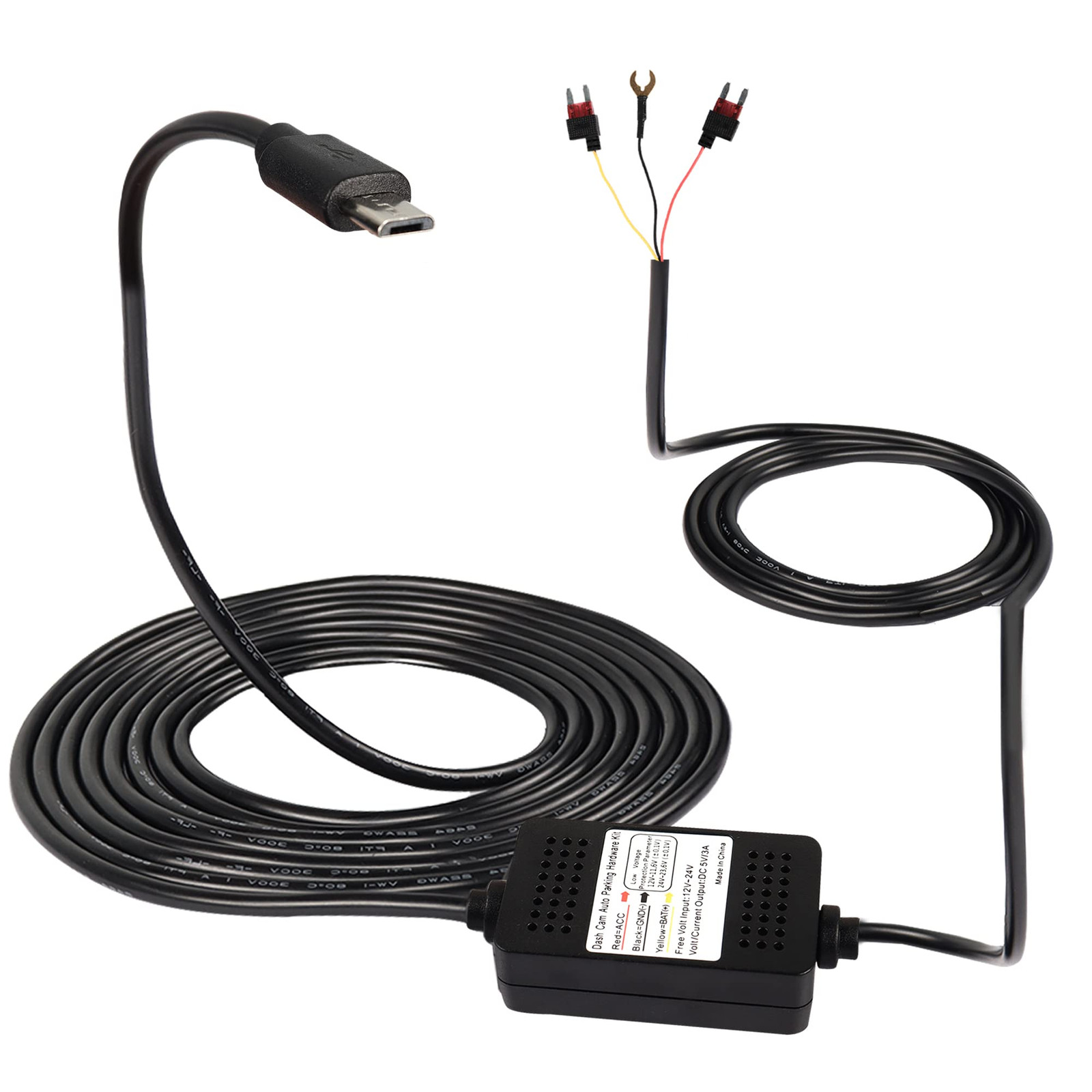 MEIRIYFA Dash Cam ACC Hardwire Kit, Micro USB Hardwire Dashcam Kit (W1q)