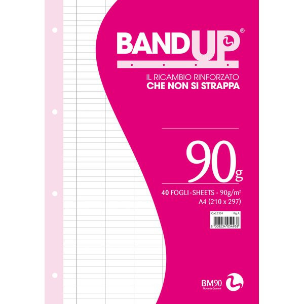 Ricambi Rinforzati per Quaderni Band Up BM - A4 - Righe Prima e Seconda Elementa