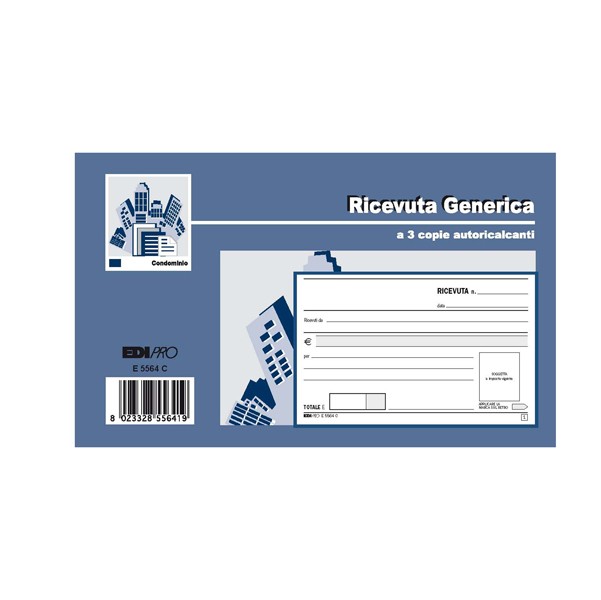Blocco Ricevute Generiche Edipro - 17x9,9 cm - 33/33/33 Fogli Autoricalcanti - E