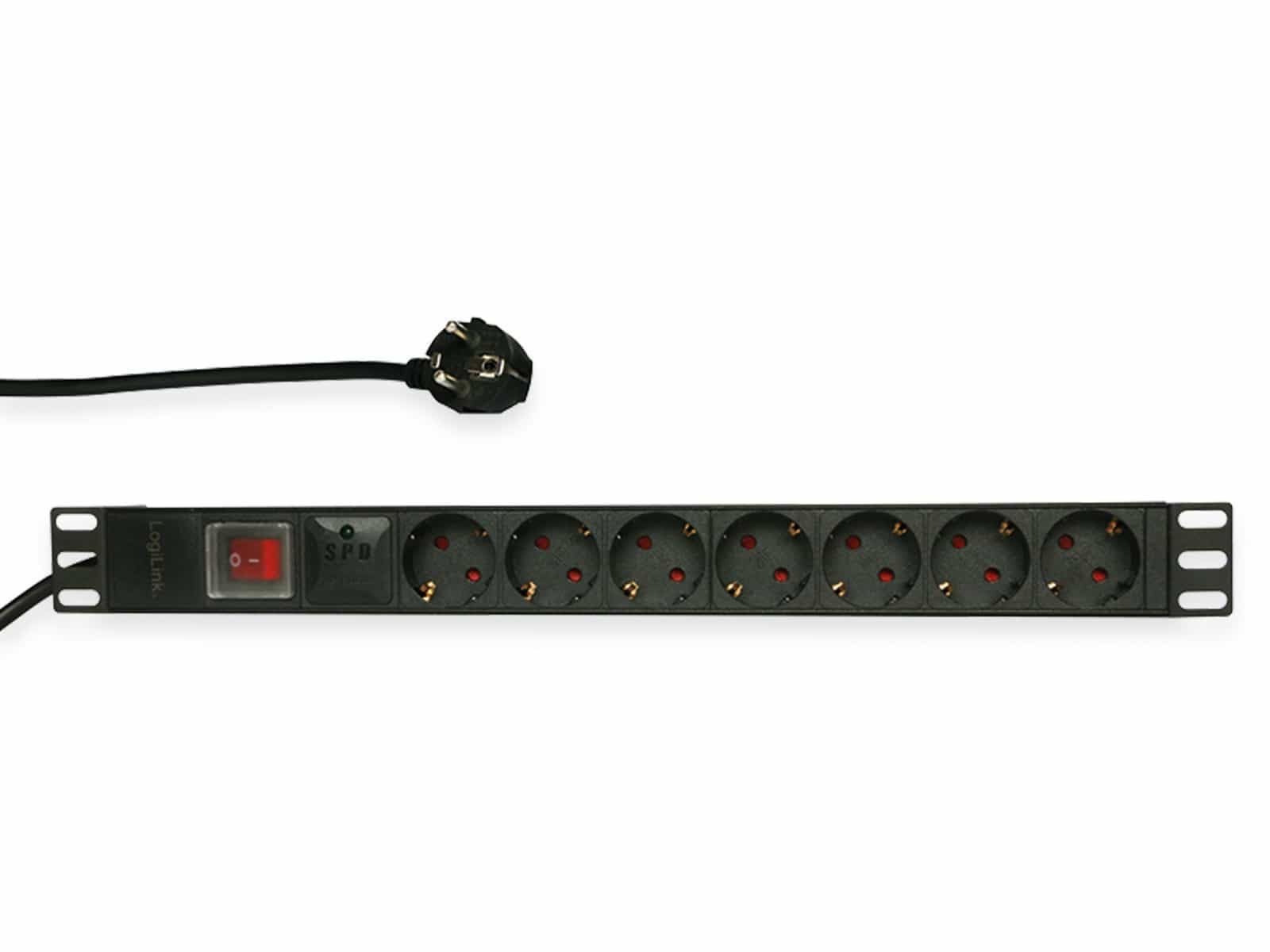 LogiLink NWSZ Steckdosenleiste 19" 7x mit Überspannungsschutz und Schalter compa