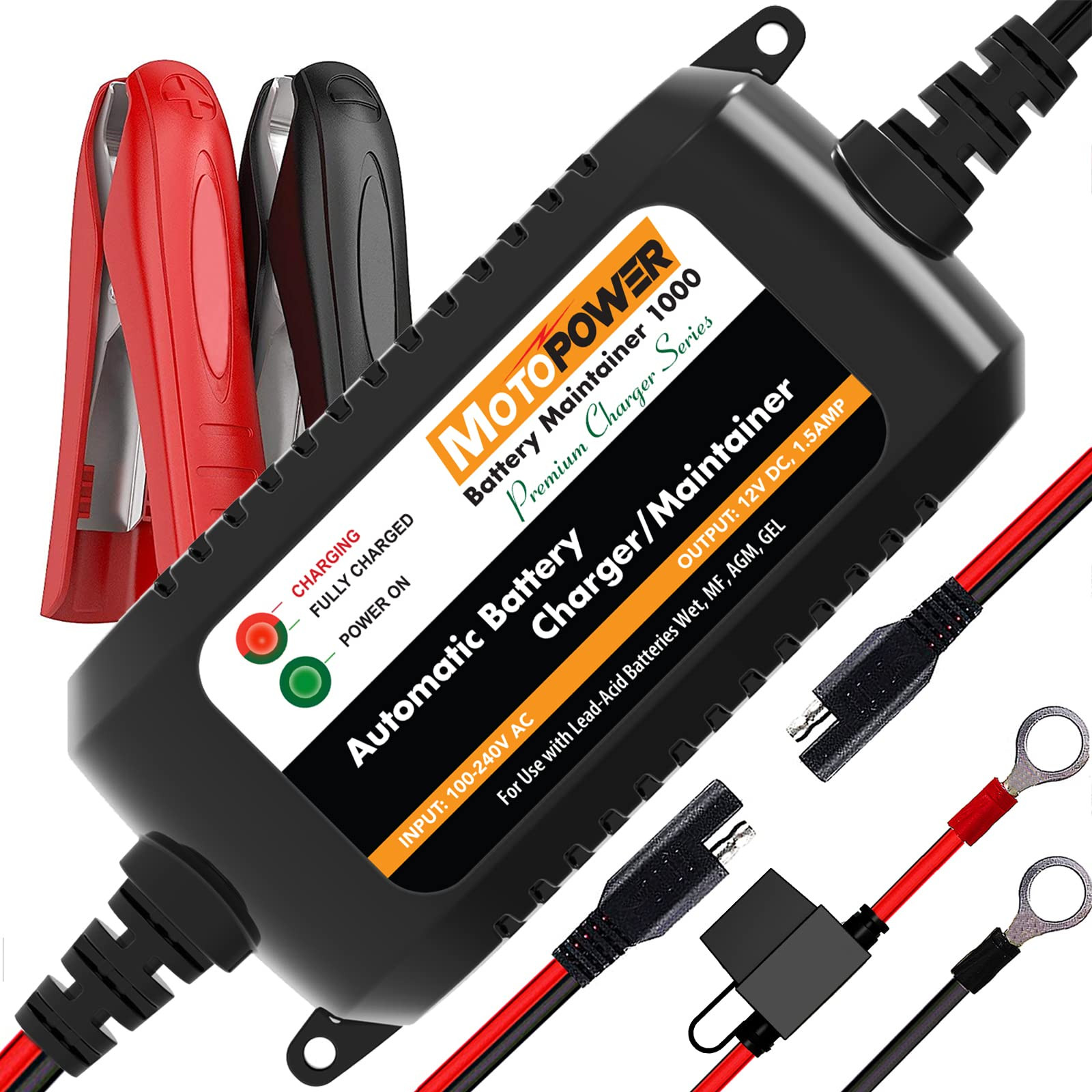 MOTOPOWER 12V 1.5Amp Caricabatterie Mantenitore Completamente Automatico (K2J)