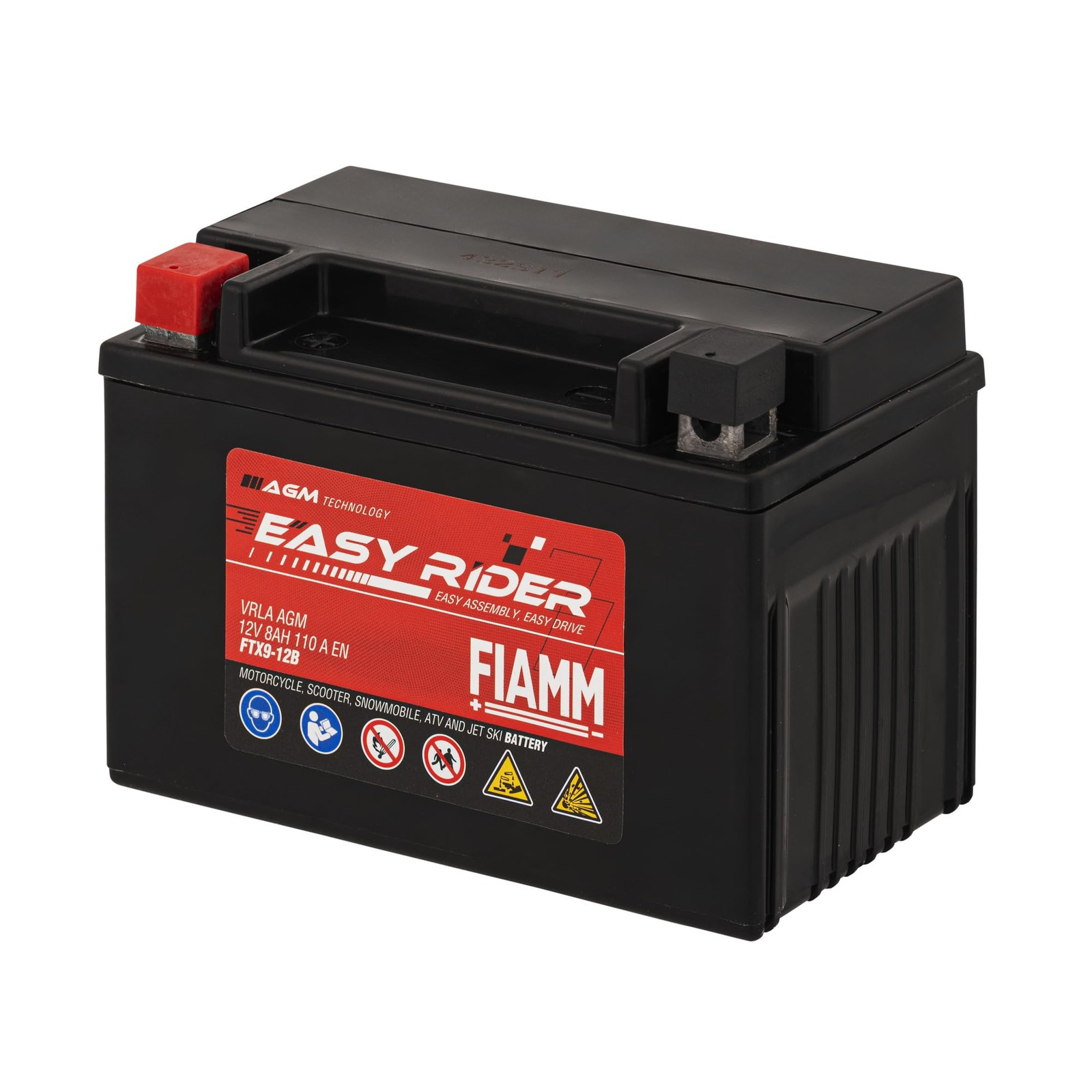 Fiamm Batteria per Moto e Scooter FTX9-12B 8AH 110A, Batteria Easy Rider (u3q)