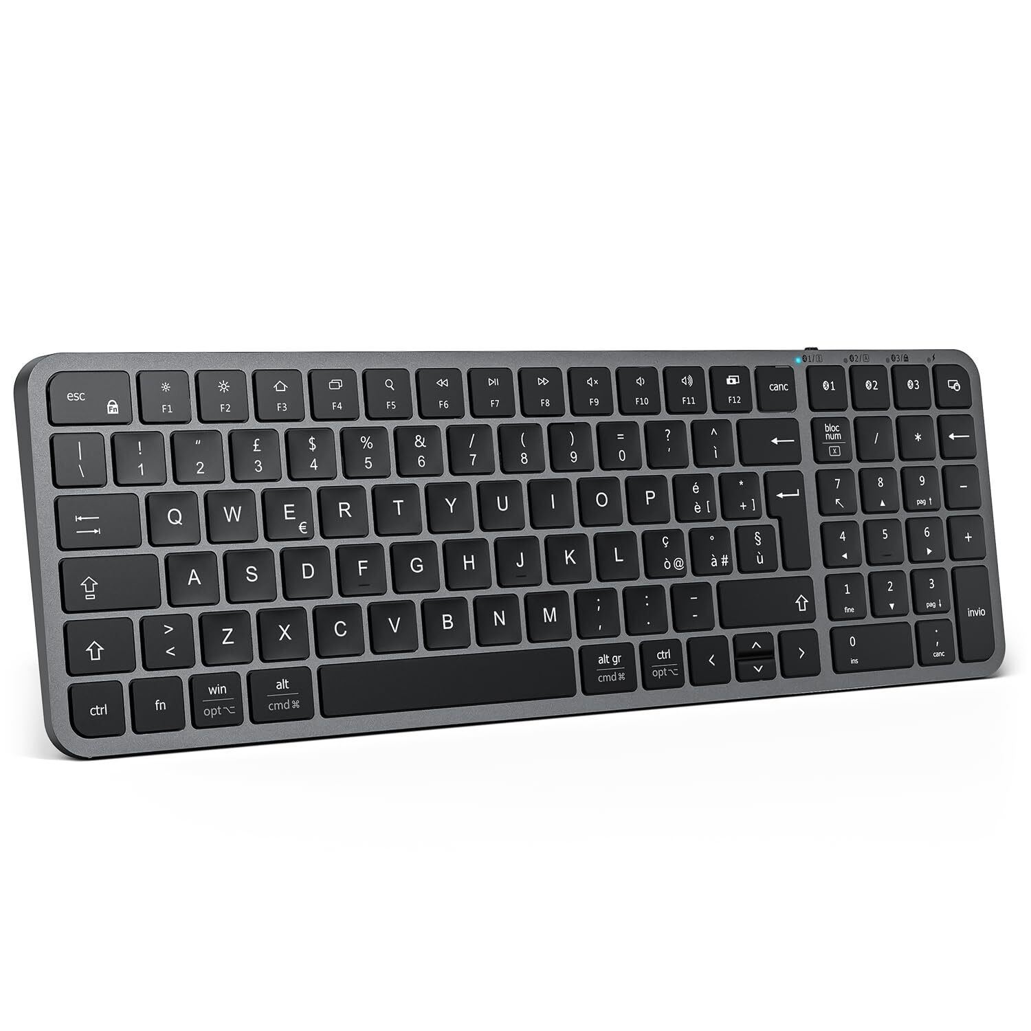 iClever Tastiera Bluetooth,Tastiera Wireless Ricaricabile,Compatta Tastiera PC B