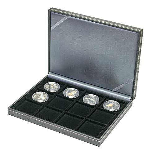 Cofanetto numismatico NERA XM con 12 caselle quadrate per monete o (k4c)