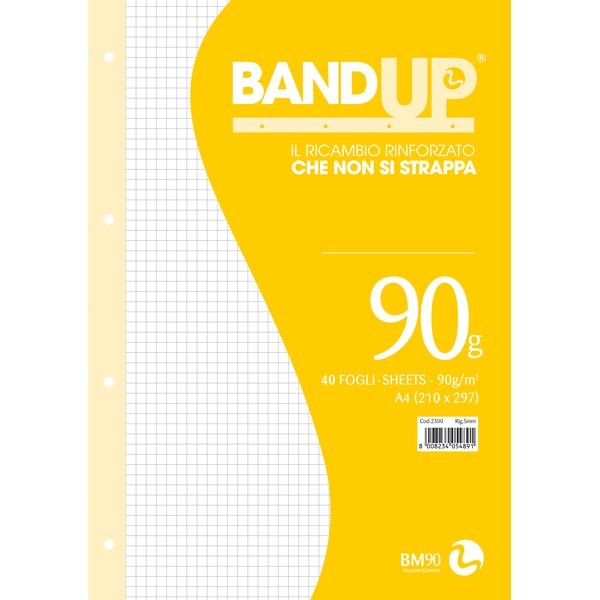 Ricambi Rinforzati per Quaderni Band Up BM - A4 - Quadretti 5 mm senza Margini -