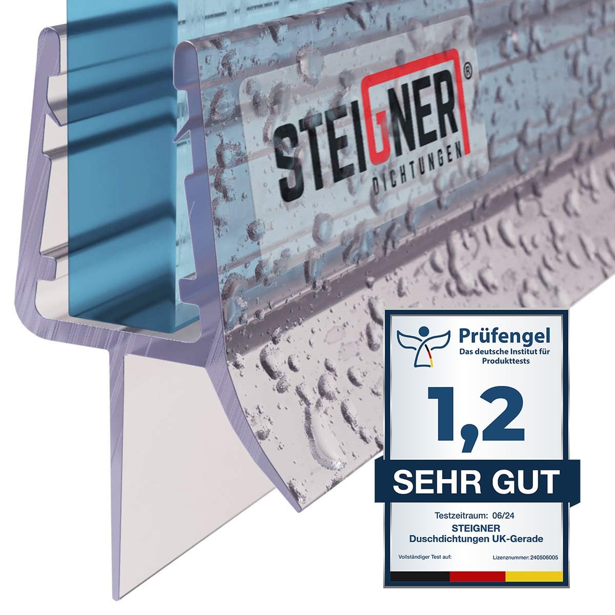 STEIGNER Guarnizione doccia, 80cm, per spessore vetro 6/7/ 8 mm, (n7i)