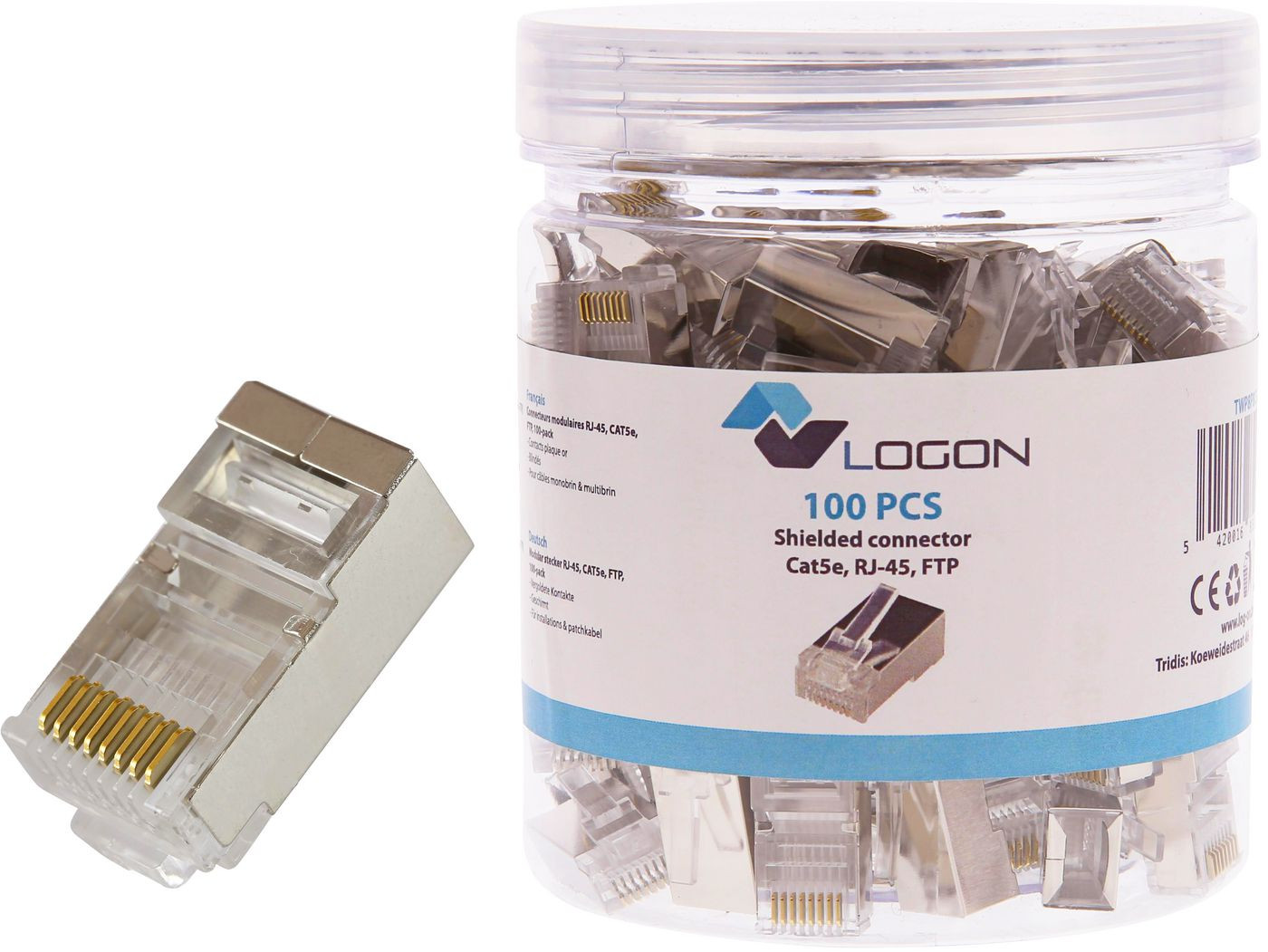 RJ45 CAT 5e SHIELDED - CONNECTOR POT/JAR 100PCS - Warranty 24M