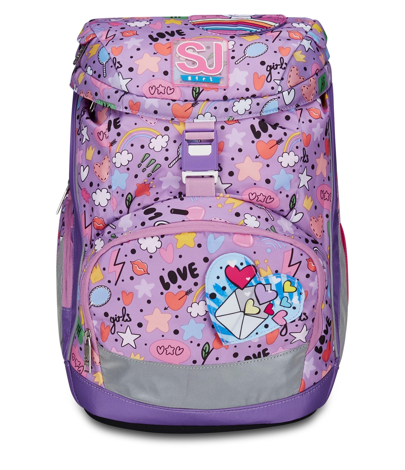 SJ Gang Zaino Scuola Updown Soft, Viola, Cute Notes, Monoscomparto con (y2L)