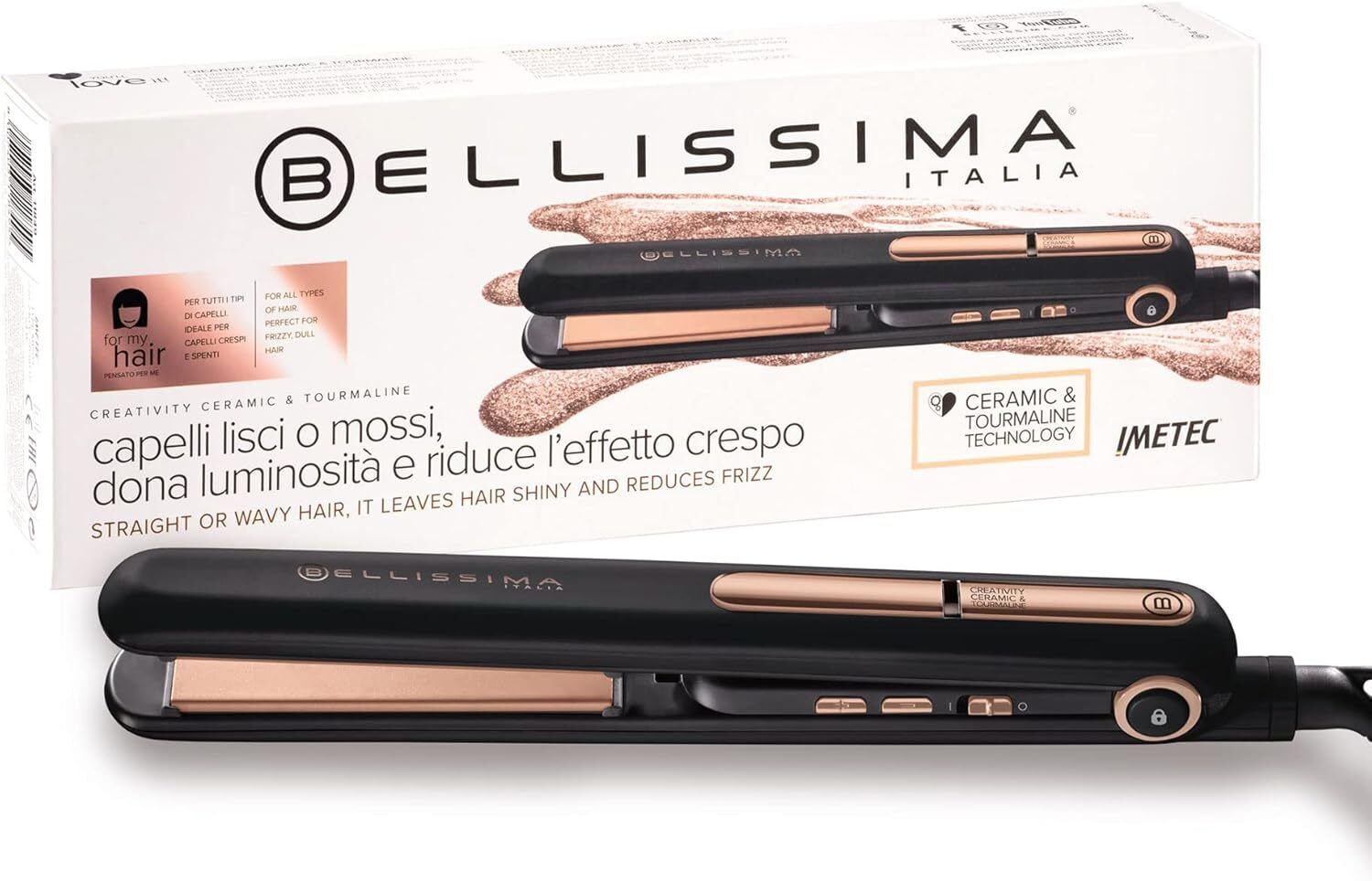 Bellissima Imetec Creativity Ceramic & Tourmaline, Piastra Per Capelli,...