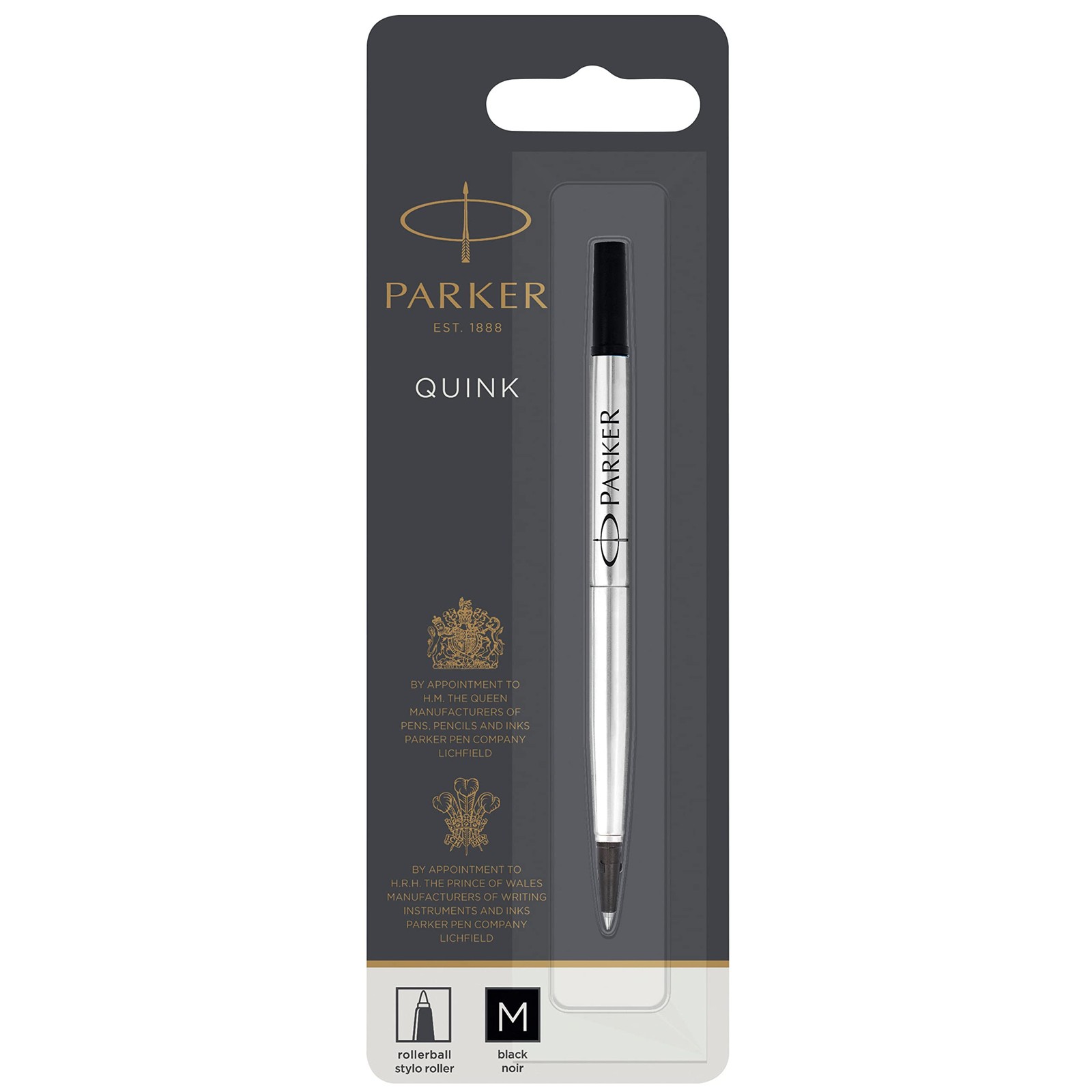 Parker Rollerball Pen Refill   Medium Point   Black QUINK Ink   1 Count medium n
