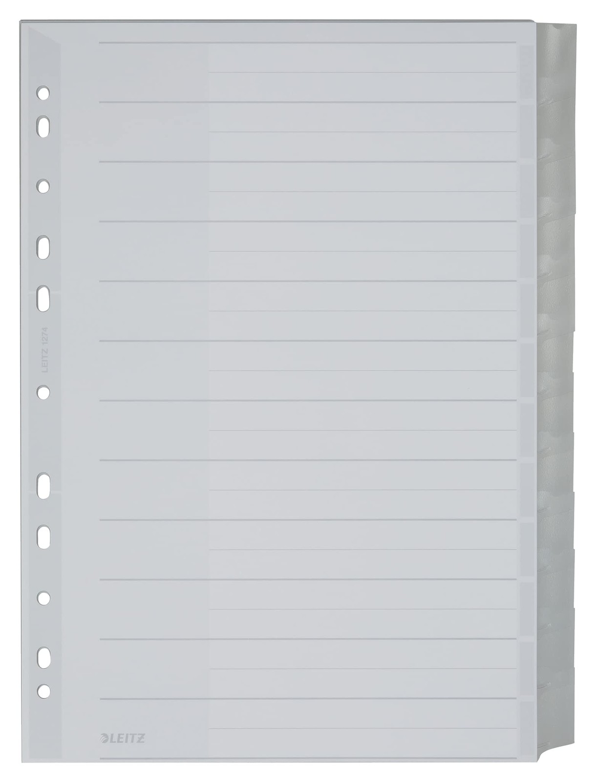 Leitz 12740000 Plastic Index Blank A4 Polypropylene 12 Sheets Grey
