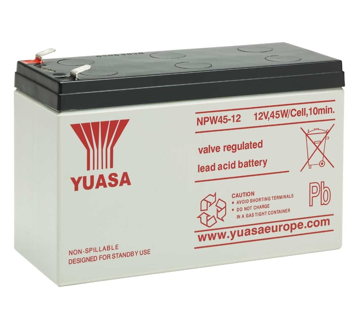 BATTERIA YUASA AL PIOMBO-ACIDO 12V 8,5Ah, NPW45-12 PER UPS,GIOCATTOLI,LUCI EMERG