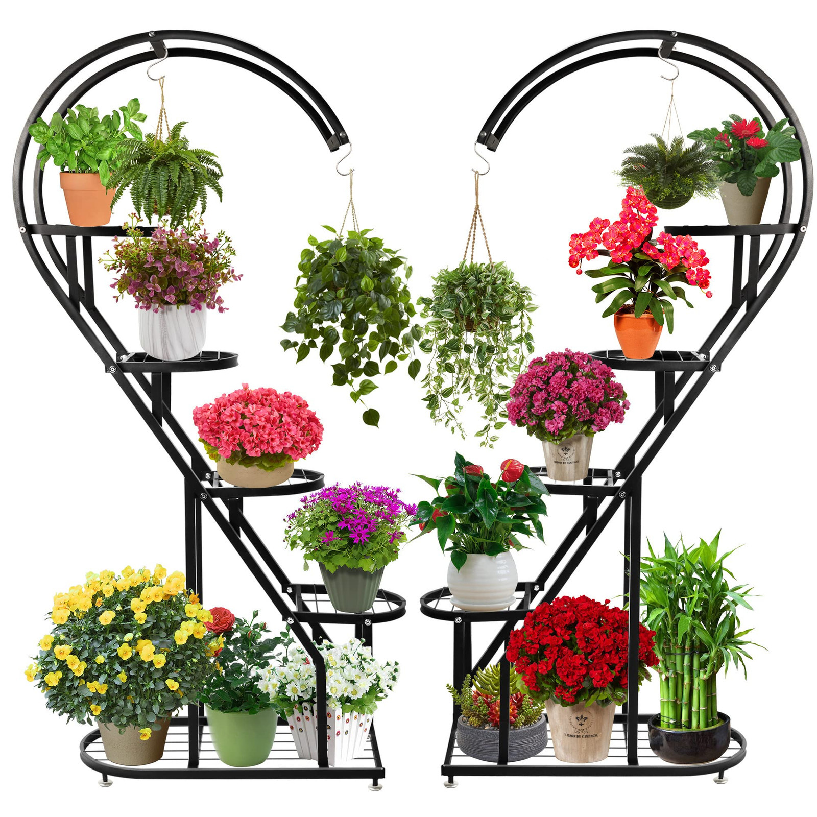 REAWOW Supporto per piante in metallo, a forma di cuore, per fiori, stile (X1F)