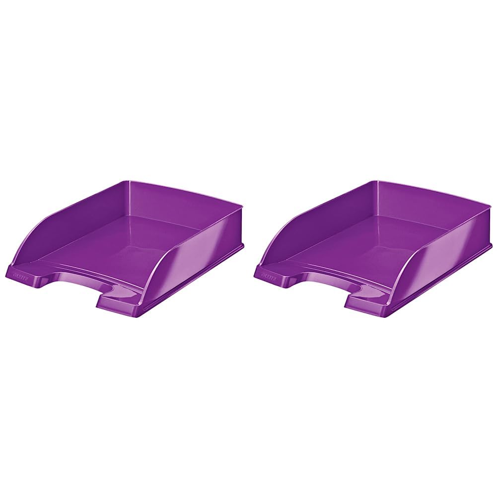 Leitz A4 Letter Tray, Purple, WOW Range, 52263062 (Pack of 2) Purple A4 (Pack of