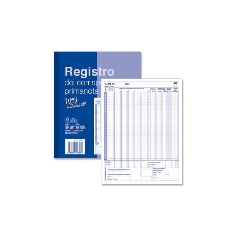 Blocco registro IVA dei Corrispettivi O.C.L. 12x2 copie autoricalcanti - 24x30 c