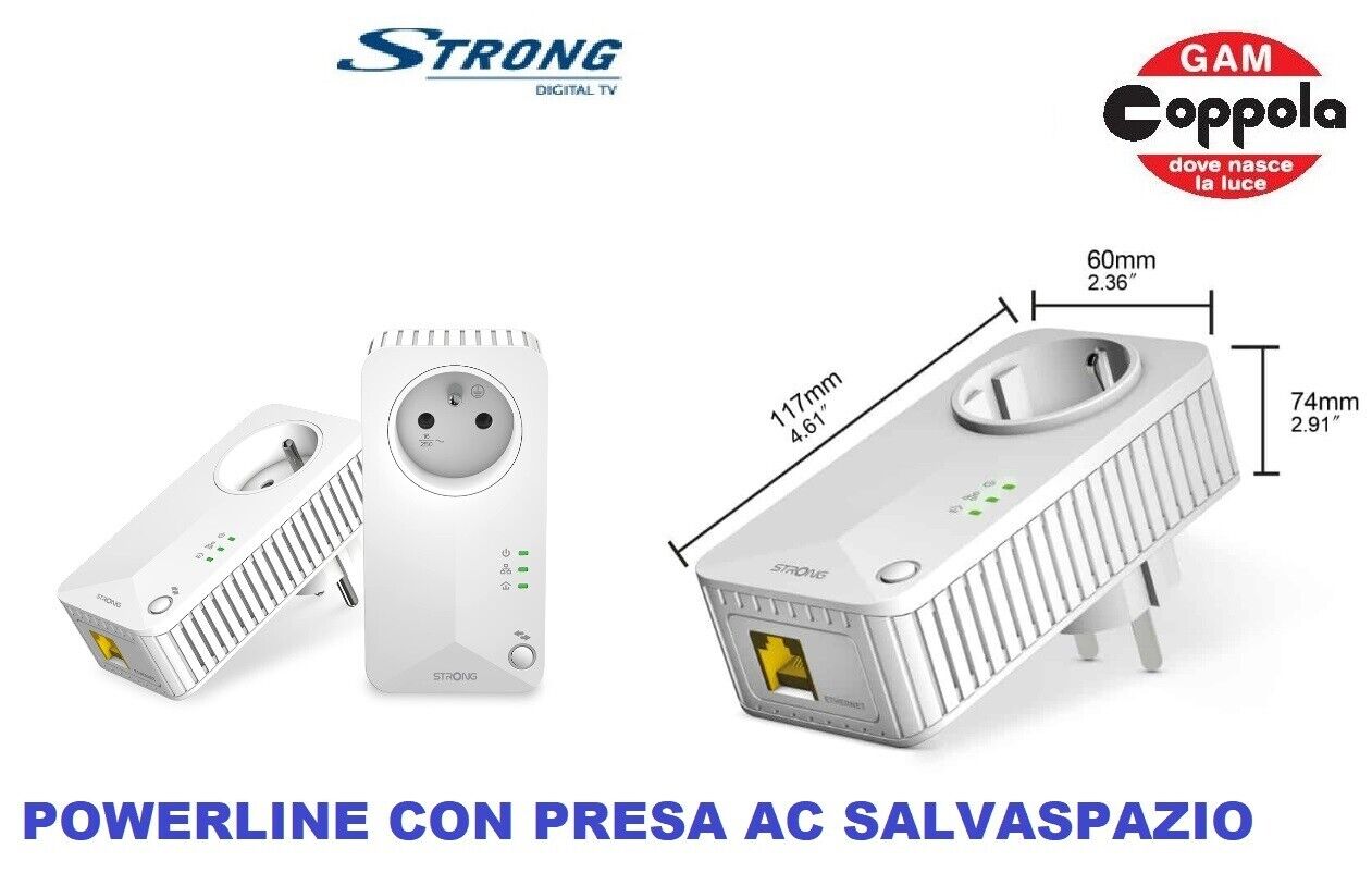 POWER LINE INTERNET 500 MBPS CON PRESA AC SALVASPAZIO STRONG POWERLINE 500 KIT