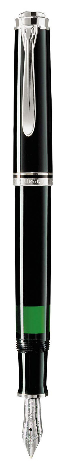 PELIKAN Souveran Fountain Pen Broad, Black/Silver (924381) by Pelikan