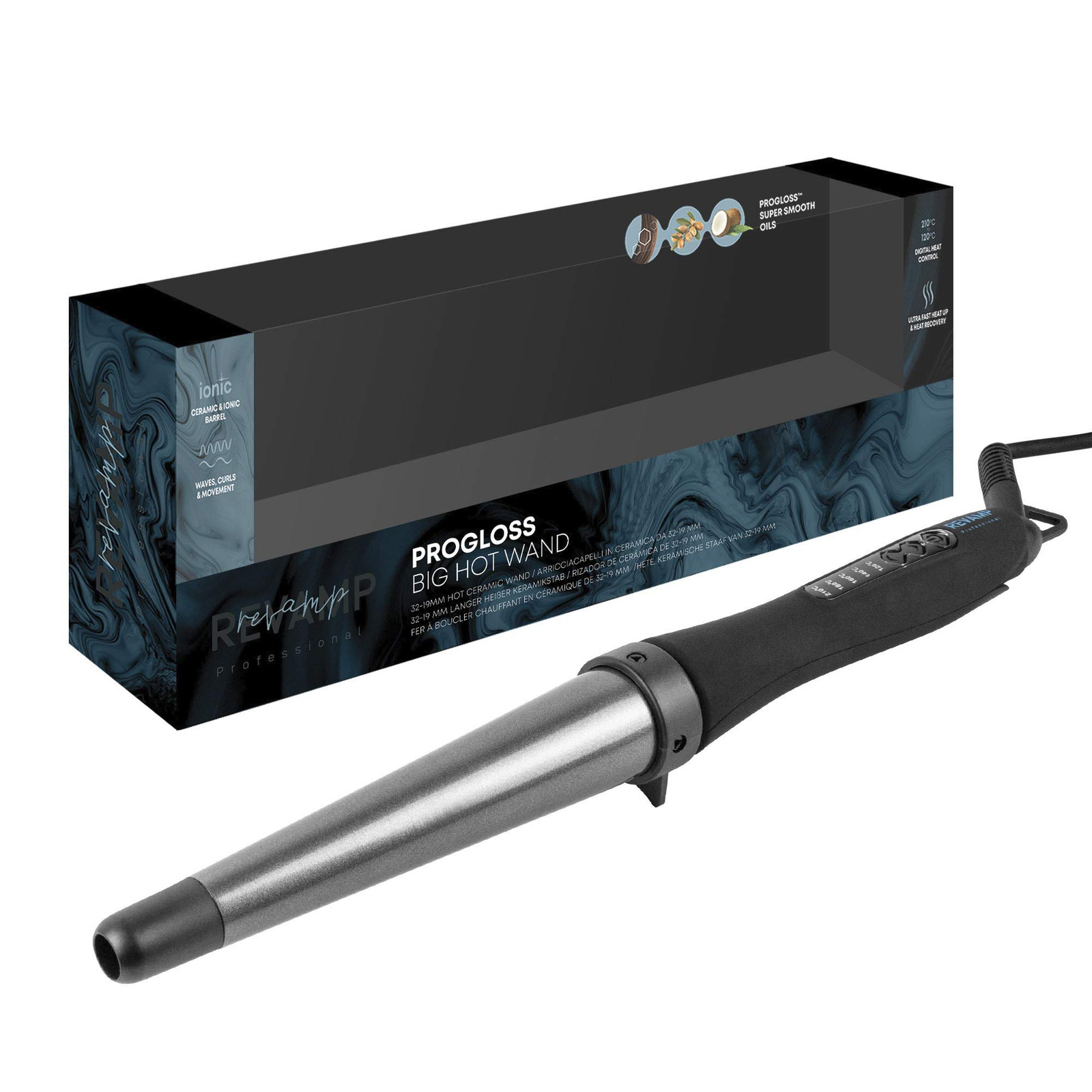 REVAMP Progloss Big Hot Wand, Ferro Arricciacapelli Conico in Ceramica (K3X)