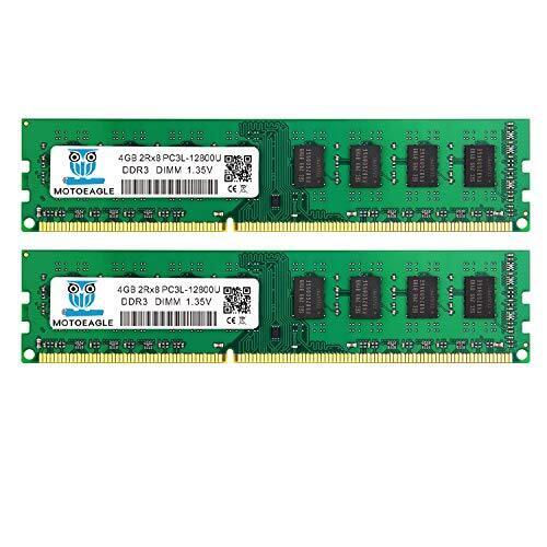 PC3L 12800U 8GB Kit (4GBx2) DDR3L 1600MHz UDIMM Ram, 4GB 2Rx8 PC3 12800U (W4Q)