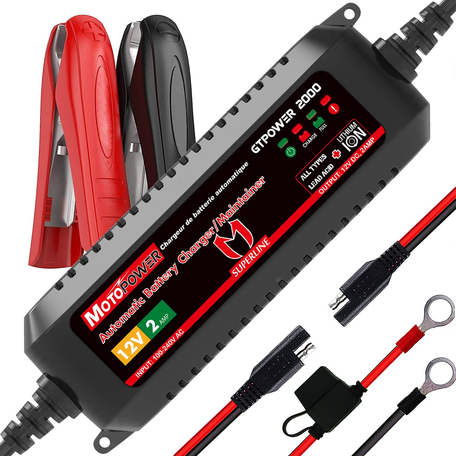 MOTOPOWER MP00207A Caricabatteria Automatico da 12V 2Amp Smart per (Y4I)