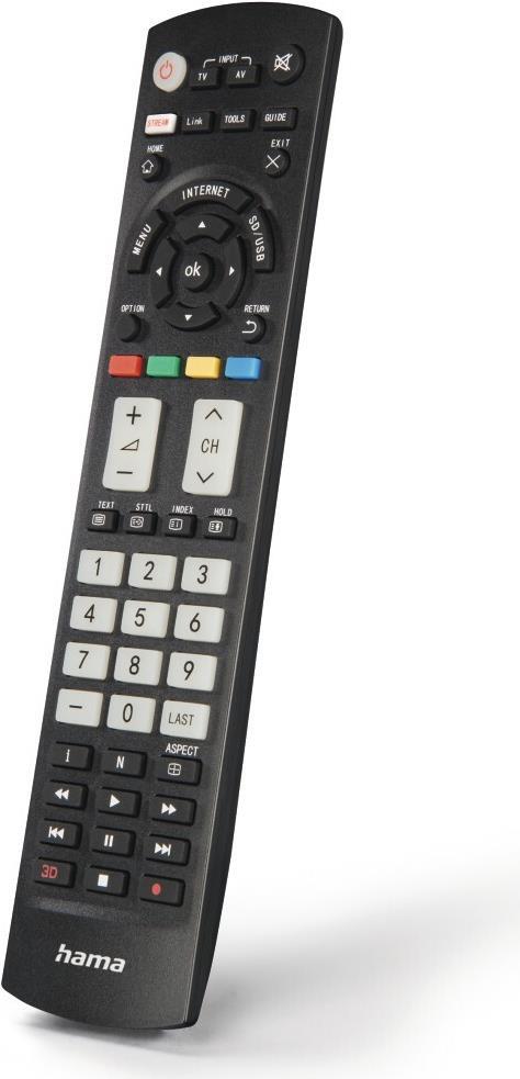 Hama Universal IR Remote Control for Panasonic TVs Teachable Smart Buttons Illum