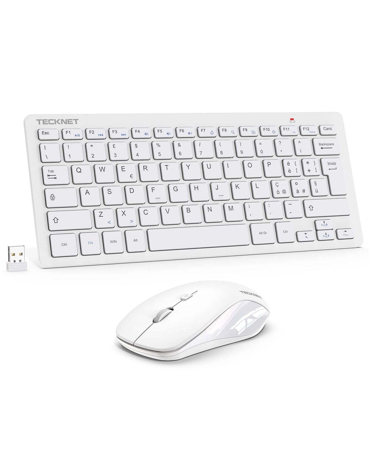 TECKNET Set Tastiera e Mouse Wireless, Tastiera Wireless 2.4G e Mouse Silenzioso