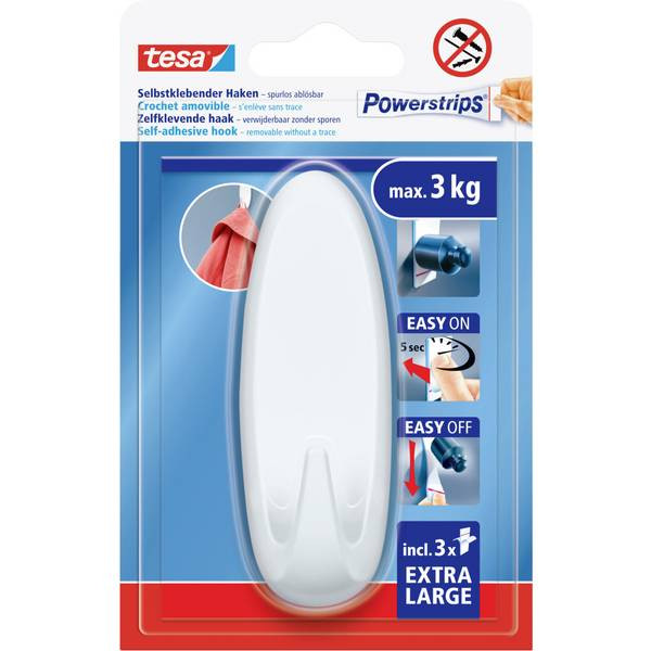 tesa 59025-00000-00  Powerstrips XL Gancio adesivo ovale Bianco Contenuto: 1 pz.