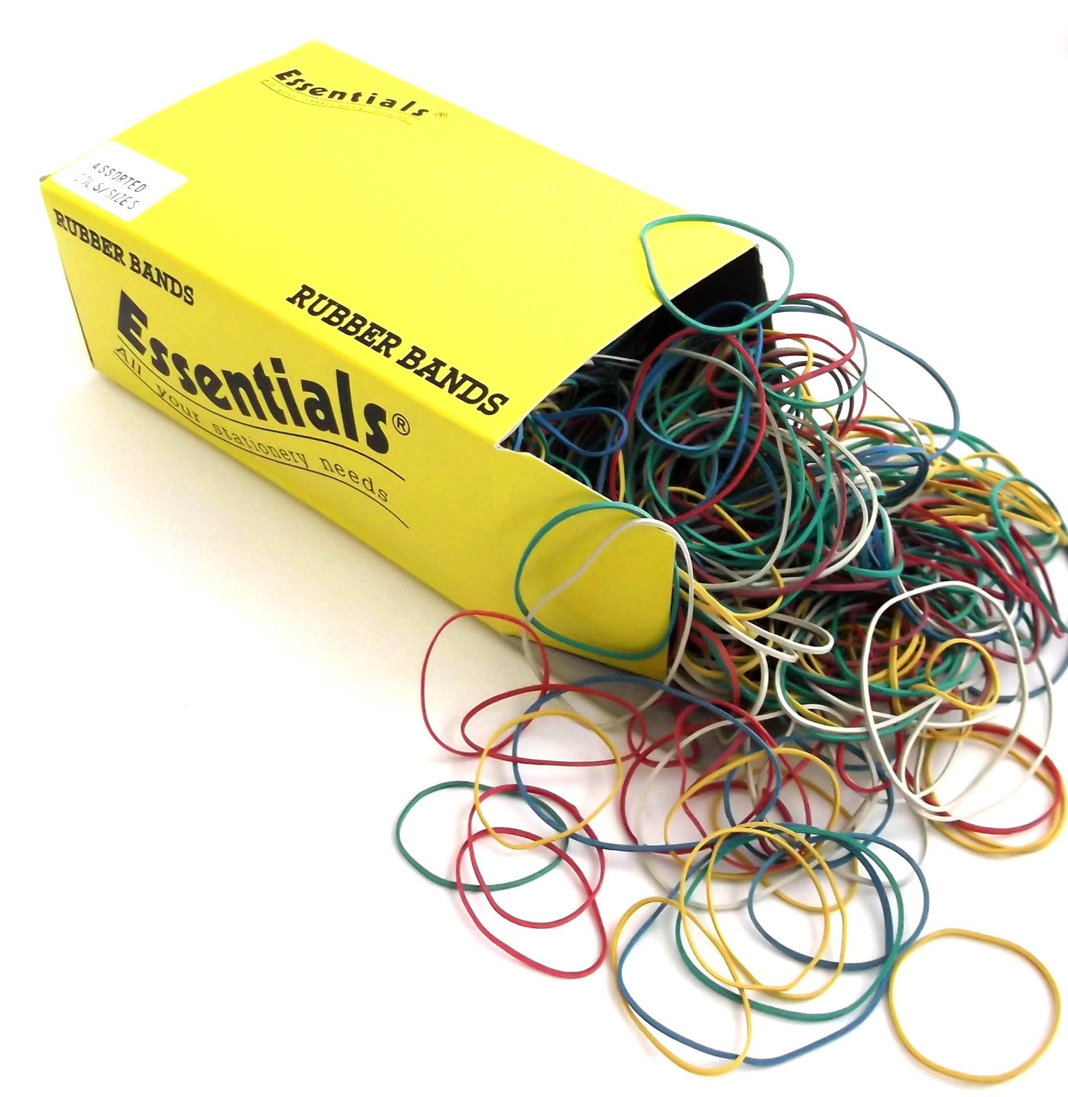 Whitecroft Essentials Rubber Bands - Assorted Sizes/Colours (Box of 454g)