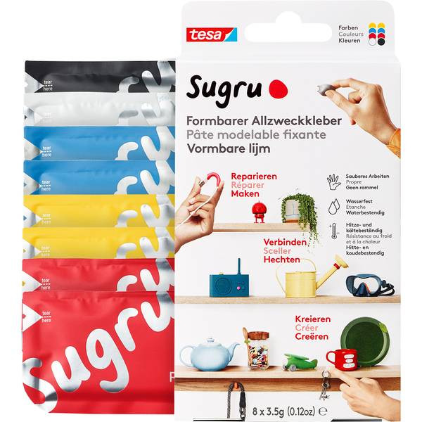 tesa 41284-00001-00  Sugru Plastilina adesiva  Rosso, Blu, Giallo, Nero, Bianco