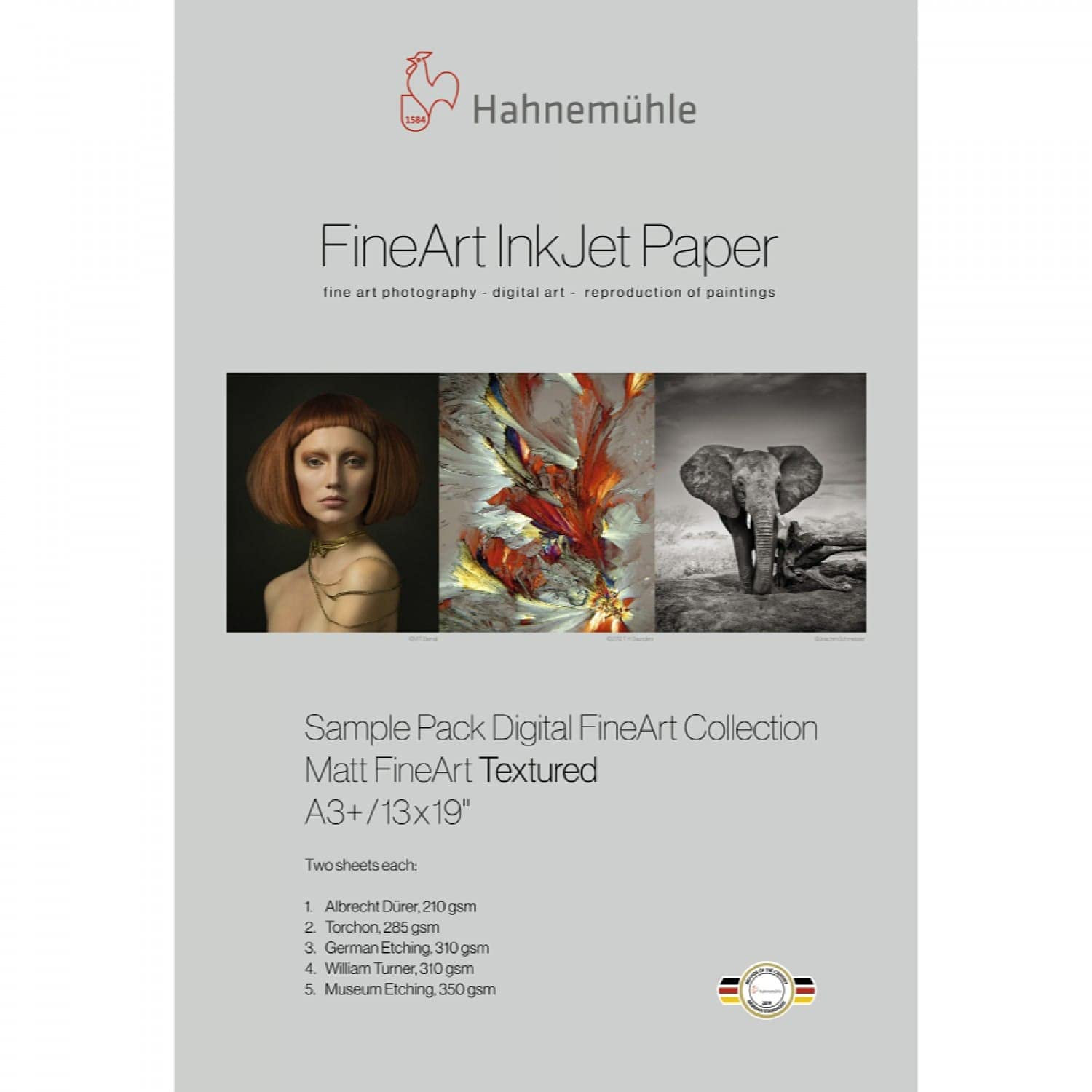 Hahnemuhle opaca Fineart strutturato inkjet Paper Sample Pack, 33 x 48,3 (m2Z)