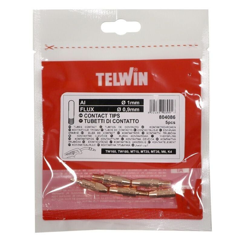 Tubetti di Contatto  D1.0 AL/FLUX 5PZ Telwin 804086