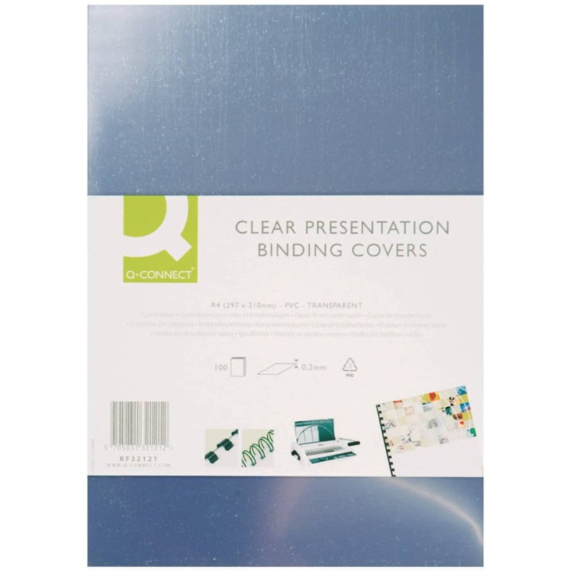 Copertina per rilegatura Q-Connect A4 250 µm trasparente conf. 100 pezzi - KF240