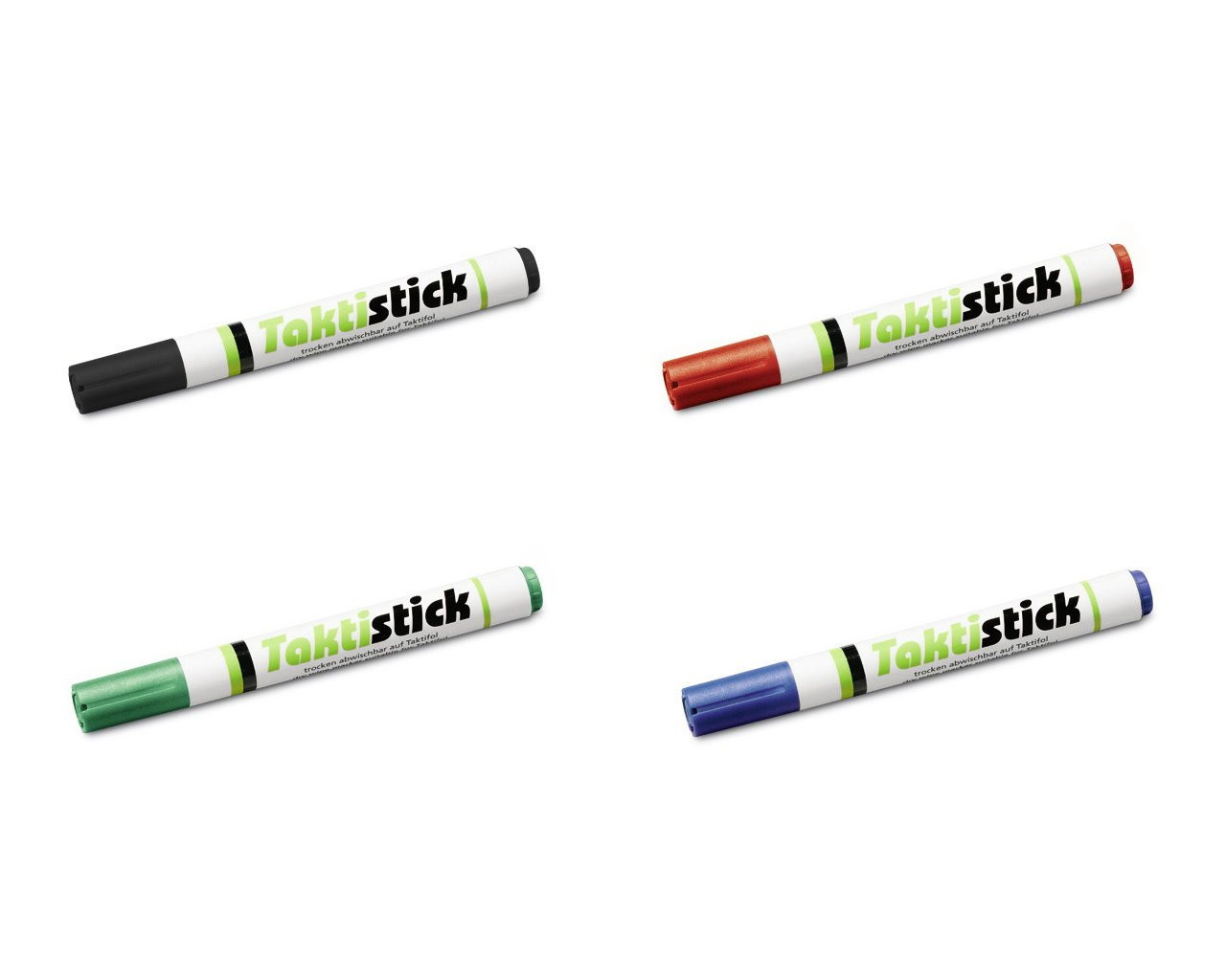 Taktistick Dry Erase Marker Set of 4 Markers + 1 Cleaning Cloth for all (M3w)