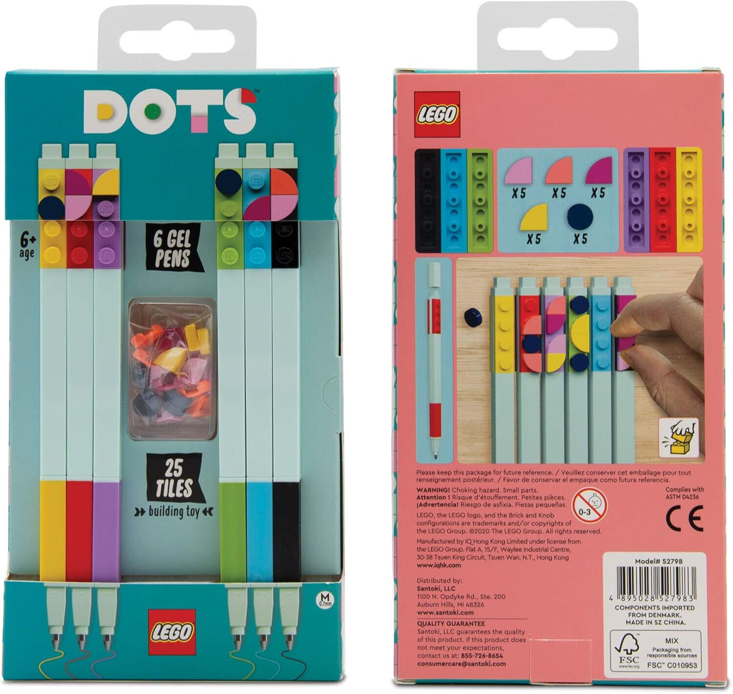 LEGO Stationery Dots - Set 6 Penne Gel + 25 tiles