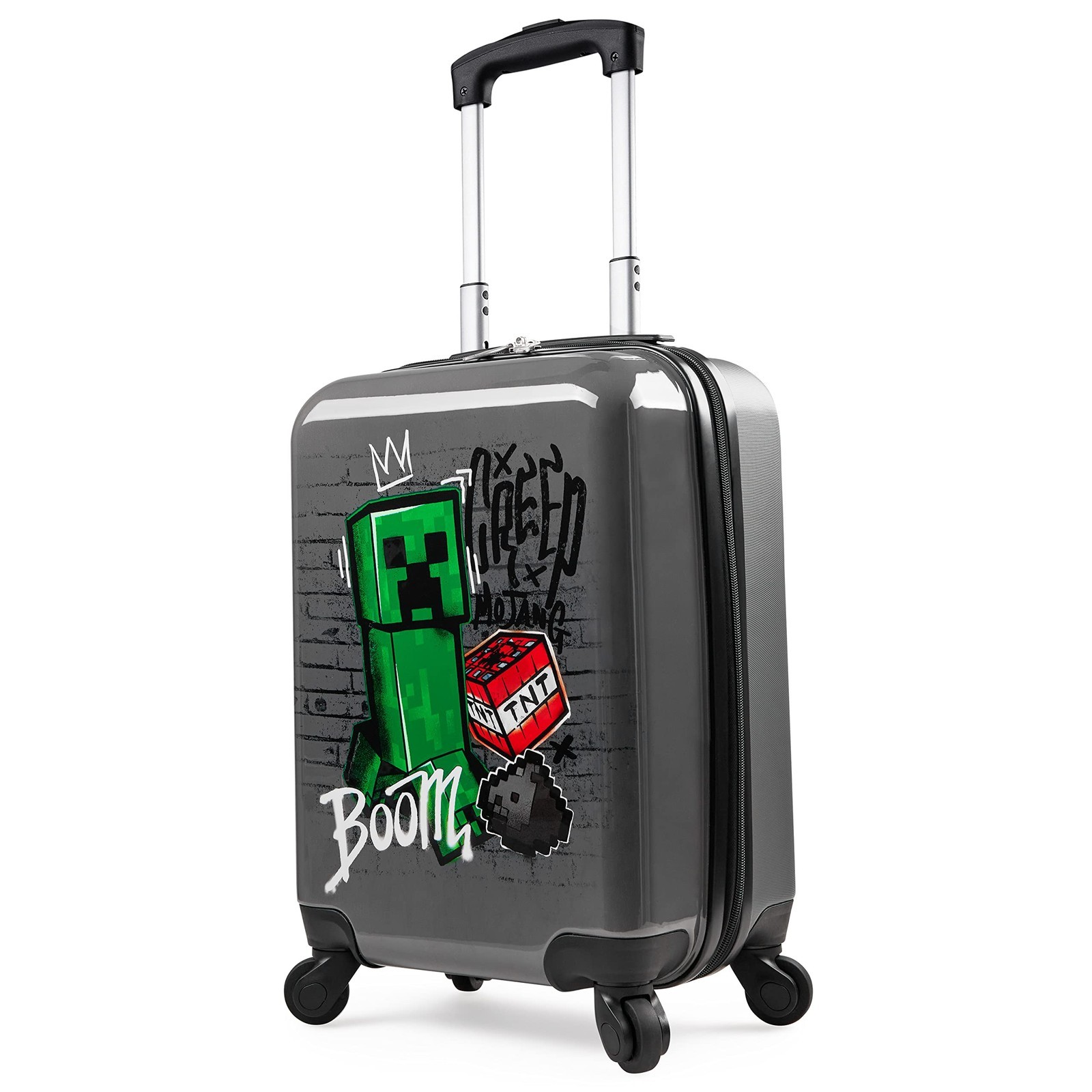 MINECRAFT Valigia Bambino Creeper Trolley Bambino Rigido 4 Ruote Valigia (q2E)