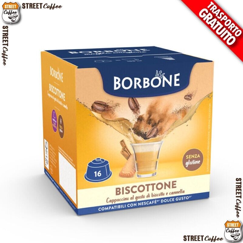 16 Capsule Cialde Caffè Borbone Biscottone 100% Compatibile Nescafè Dolce Gusto*