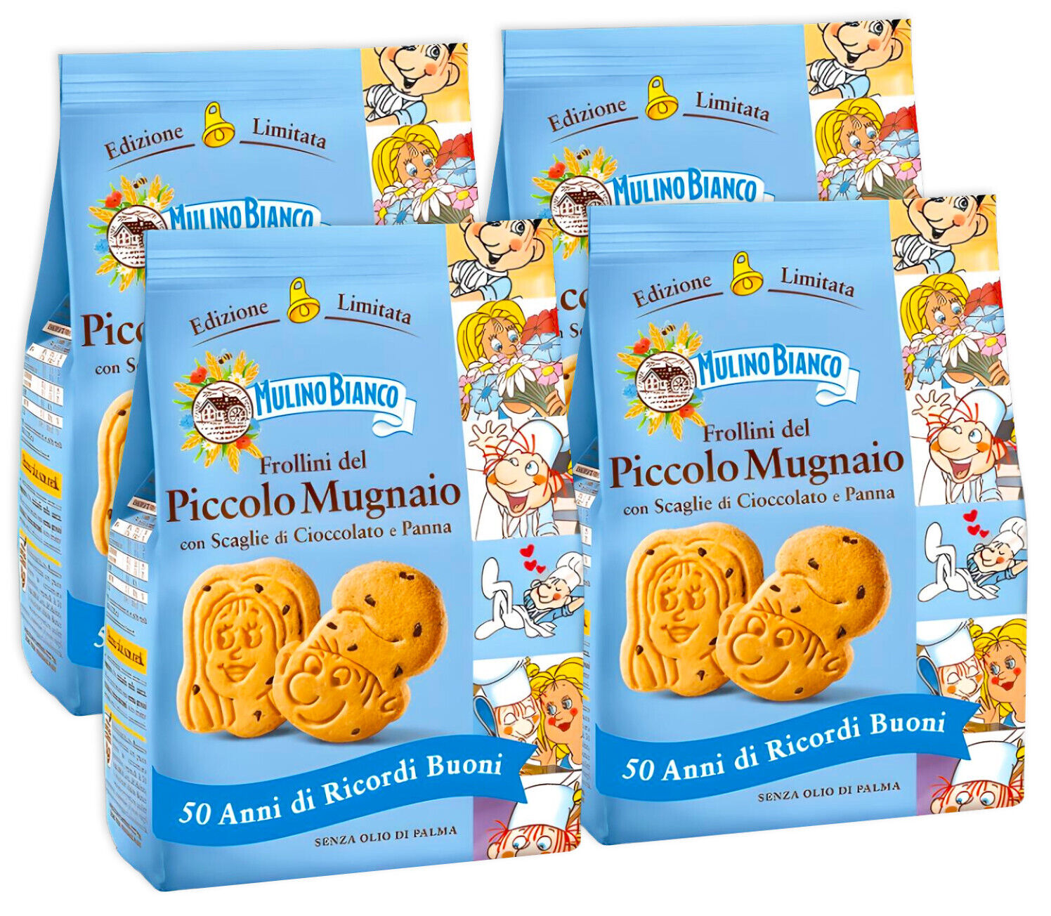 4X Mulino Bianco Frollini del Piccolo Mugnaio Scaglie di Cioccolato e Panna 300