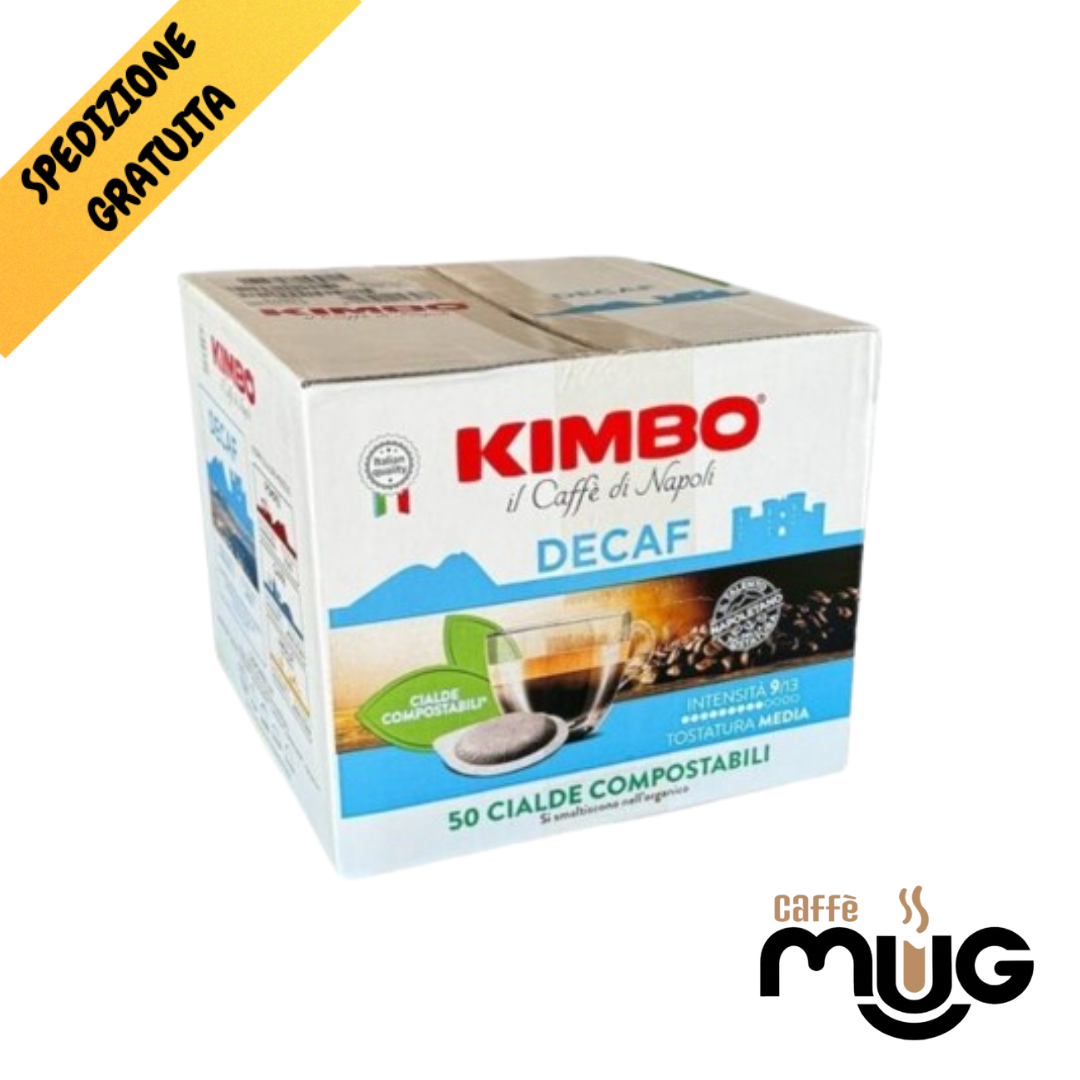 100 Cialde Caffè Kimbo Miscela Decaffeinato Filtro carta ESE 44mm Gratis