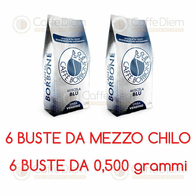 Caffè in Grani Borbone 6 Buste da 500 grammi BLU - Offerta da 3Kg Caffe Borbone