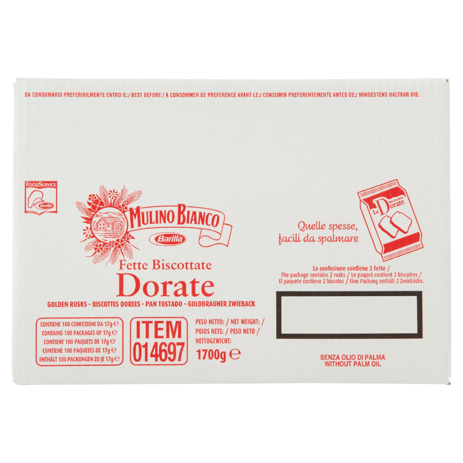 Mulino Bianco Cassa Bifette Dorate Mono 100x17g